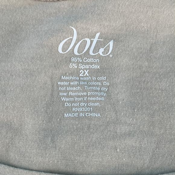 Dots Gold Butterfly Beige Long Sleeve Crew Neck 95% Cotton Plus Size 2X Beige - Picture 10 of 15